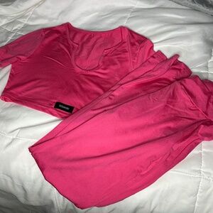 Pink short sleeve and legging set